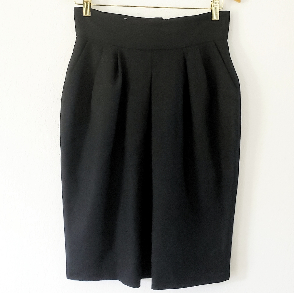 SARA BERMAN Black Bow Back Pencil Skirt 4.